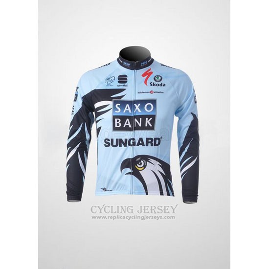 2011 Cycling Jersey Saxo Bank Light Blue Long Sleeve and Bib Tight